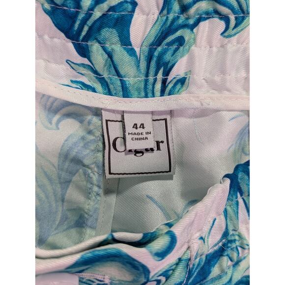 Cigar Couture 44W 13.5L Blue/Teal Baroque Elastic Waist Drawstring Shorts - Picture 5 of 12